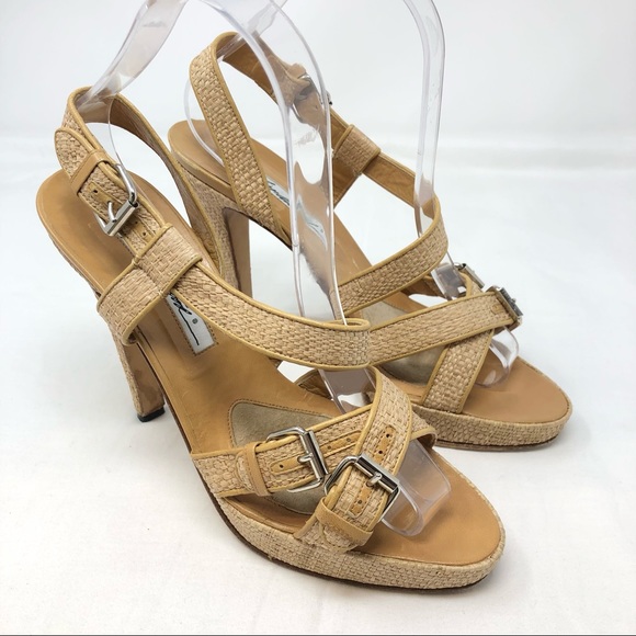 Brian Atwood Strappy Platform Heeled Sandal - Picture 1 of 10